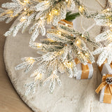 Oak PLUS 9ft Deluxe Pre-Lit Flocked Slim Fir Artificial Christmas Tree with 650 Warm White Lights