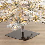 Oak PLUS 9ft Deluxe Pre-Lit Flocked Slim Fir Artificial Christmas Tree with 650 Warm White Lights