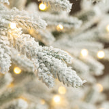 Oak PLUS 9ft Deluxe Pre-Lit Flocked Slim Fir Artificial Christmas Tree with 650 Warm White Lights