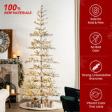 Oak PLUS 9ft Deluxe Pre-Lit Flocked Slim Fir Artificial Christmas Tree with 650 Warm White Lights