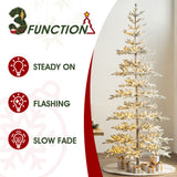 Oak PLUS 9ft Deluxe Pre-Lit Flocked Slim Fir Artificial Christmas Tree with 650 Warm White Lights