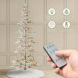 Oak PLUS 9ft Deluxe Pre-Lit Flocked Slim Fir Artificial Christmas Tree with 650 Warm White Lights