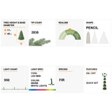Oak PLUS 11ft Pre-Lit Flocked Pencil Fir Artificial Christmas Tree with 950 Warm White Lights