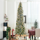 Oak PLUS 11ft Pre-Lit Flocked Pencil Fir Artificial Christmas Tree with 950 Warm White Lights