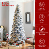 Oak PLUS 9ft Pre-Lit Flocked Layered Slim Spruce Artificial Christmas Tree with 500 Warm White Lights