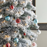 Oak PLUS 9ft Pre-Lit Flocked Layered Slim Spruce Artificial Christmas Tree with 500 Warm White Lights