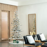 Oak PLUS 8ft Deluxe Pre-Lit Flocked Slim Fir Artificial Christmas Tree with 450 Warm White Lights