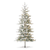 Oak PLUS 8ft Deluxe Pre-Lit Flocked Slim Fir Artificial Christmas Tree with 450 Warm White Lights