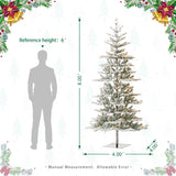 Oak PLUS 8ft Deluxe Pre-Lit Flocked Slim Fir Artificial Christmas Tree with 450 Warm White Lights