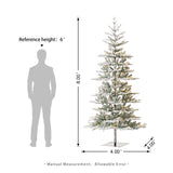 Oak PLUS 8ft Deluxe Pre-Lit Flocked Slim Fir Artificial Christmas Tree with 450 Warm White Lights