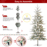 Oak PLUS 8ft Deluxe Pre-Lit Flocked Slim Fir Artificial Christmas Tree with 450 Warm White Lights