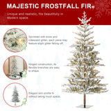 Oak PLUS 8ft Deluxe Pre-Lit Flocked Slim Fir Artificial Christmas Tree with 450 Warm White Lights