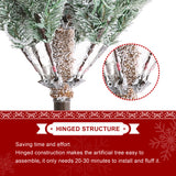 Oak PLUS 8ft Deluxe Pre-Lit Flocked Slim Fir Artificial Christmas Tree with 450 Warm White Lights