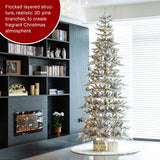 Oak PLUS 10ft Deluxe Pre-Lit Flocked Slim Fir Artificial Christmas Tree with 700 Warm White Lights