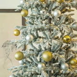 Oak PLUS 10ft Deluxe Pre-Lit Flocked Slim Fir Artificial Christmas Tree with 700 Warm White Lights