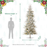 Oak PLUS 10ft Deluxe Pre-Lit Flocked Slim Fir Artificial Christmas Tree with 700 Warm White Lights