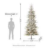 Oak PLUS 10ft Deluxe Pre-Lit Flocked Slim Fir Artificial Christmas Tree with 700 Warm White Lights