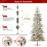 Oak PLUS 10ft Deluxe Pre-Lit Flocked Slim Fir Artificial Christmas Tree with 700 Warm White Lights