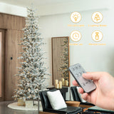 Oak PLUS 10ft Deluxe Pre-Lit Flocked Slim Fir Artificial Christmas Tree with 700 Warm White Lights
