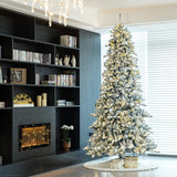 Oak PLUS 10ft Pre-Lit Flocked Full-size Fir Artificial Christmas Tree with 750 Warm White Lights