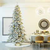 Oak PLUS 10ft Pre-Lit Flocked Full-size Fir Artificial Christmas Tree with 750 Warm White Lights