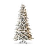 Oak PLUS 10ft Pre-Lit Flocked Full-size Fir Artificial Christmas Tree with 750 Warm White Lights