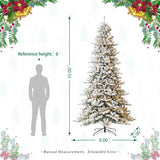 Oak PLUS 10ft Pre-Lit Flocked Full-size Fir Artificial Christmas Tree with 750 Warm White Lights
