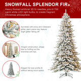 Oak PLUS 10ft Pre-Lit Flocked Full-size Fir Artificial Christmas Tree with 750 Warm White Lights