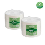 Oak PLUS 9 inch White Compostable & Disposable Sugarcane Plates, 300 Pack