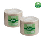 Oak PLUS 9 inch Natural Compostable & Disposable Sugarcane Plates, 300 Pack
