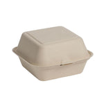 Oak PLUS 6 inch Natural Compostable & Disposable Sugarcane Clamshell Containers, 300 Pack