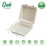 Oak PLUS 1250 ML White Compostable & Disposable Sugarcane Clamshell Containers, 300 Pack