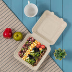 Oak PLUS 1250 ML Natural Compostable & Disposable Sugarcane Clamshell Containers, 300 Pack