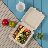 Oak PLUS 1250 ML Natural Compostable & Disposable Sugarcane Clamshell Containers, 300 Pack