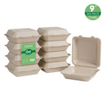 Oak PLUS 1250 ML Natural Compostable & Disposable Sugarcane Clamshell Containers, 300 Pack