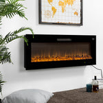 Oak PLUS 50"L Wall Mounted or Recessed Electric Fireplace With 9 Color Flames, Faux Log & Crystal Decorated